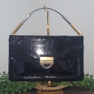 Vintage Black Frame Handbag With Several Compartments Divider & Credit Card